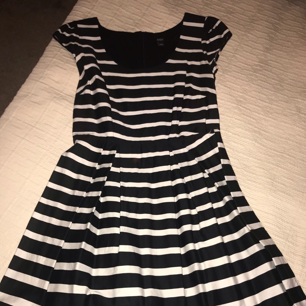 MSK black and white striped dress